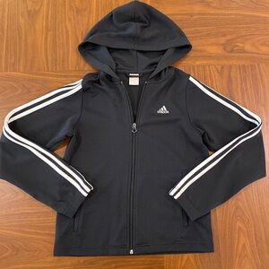 Adidas Black Zipper Hooded Jacket Size Medium